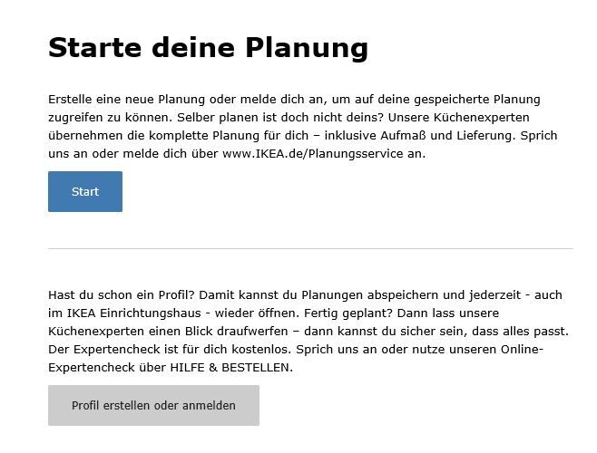 IKEA Küchenplaner Anmeldung